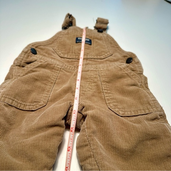 OSHKOSH B'GOSH KHAKI CORDUROY & PLAID OVERALLS - Picture 7 of 12